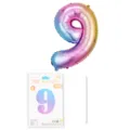 Ballon Aluminium Décoration Fête Anniversaire Chiffre 9 Dégradé 16 Pouces avec Carte - Chiffre 9 / 16" / Dégradé