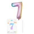 Ballon en aluminium dégradé arc-en-ciel numéro 7 de 16 pouces pour décoration de fête - Chiffre 7 / 16" / Dégradé