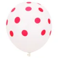 Ballon en latex blanc de 12 pouces a pois roses, detail pour decoration de fete. - Ballons en latex à pois blancs 12 pouces