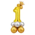 Kit de colonne de ballon aluminium chiffre 1 anniversaire avec couronne, déco de fête enfant. - Colonne de ballons chiffre doré 32" 1