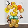 Ensemble de ballons de fête d'anniversaire d'animaux de la jungle avec ballon chiffre 3. - Ensemble de Colonne d'Animaux (3) / 26 PCS