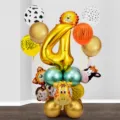 Kit de ballons de fête d'animaux de forêt avec ballon 4 doré pour fête d'anniversaire. - Ensemble de Colonne d'Animaux (4) / 26 PCS