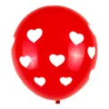 Gros plan du ballon en latex rouge avec des motifs de coeurs blancs, parfait pour les fêtes. - Style Imprimé Cœur Blanc / Pack de 100 / Rouge