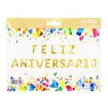 Set de ballons aluminium anniversaire espagnol 16 pcs joyeuse fête déco gonflé air lettres or - 16 Pouces Or Pack