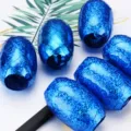 Ruban frisé laser bleu pour décoration de fête, ficelle de ballon métallique brillante 6pcs - Style Holographique / Bleu