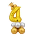 Kit de colonne de ballon en feuille d'or numero 4 avec couronne pour decoration de fete - Colonne de ballons chiffre doré 32" 4