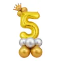 Ensemble de ballon en aluminium chiffre 5 doré avec couronne pour décoration de fête. - Colonne de ballons chiffre doré 32" 5