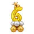 Colonne de Ballons Aluminium Chiffre 6 Dore avec Couronne pour Fete d Anniversaire - Colonne de ballons chiffre doré 32" 6