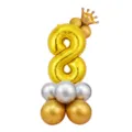 Colonne de ballon en aluminium chiffre 8 doré avec couronne pour fête d'anniversaire bébé - Colonne de ballon chiffre 8 doré 32 pouces