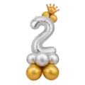 Ballon aluminium chiffre 2 argente avec couronne decoration fete anniversaire lot neuf - Colonne chiffre 2 argentée 32 pouces