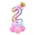 Ballon Aluminium Chiffre 2 Colonne avec Couronne pour Anniversaire Fête Bébé Décor - Colonne de ballon chiffre 2 dégradé 32 pouces