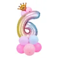 Ballon aluminium dégradé chiffre 6 avec couronne et ballons latex pour déco d'anniversaire. - Kit colonne de ballons chiffre 6 dégradé 32 pouces