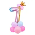 Ballon aluminium chiffre 7 dégradé avec couronne et base de ballons pour anniversaire. - Kit colonne de ballons chiffre 7 dégradé 32 pouces