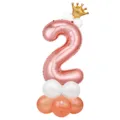 Ballon chiffre 2 anniversaire ensemble colonne avec couronne et base pour décoration fête. - Kit colonne de ballon nombre 2 or rose de 32 pouces