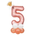 Ballon aluminium chiffre 5 or rose avec couronne pour decoration de fete d anniversaire. - Colonne de chiffre 5 or rose 32 pouces