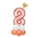 Ballon aluminium chiffre 8 or rose avec couronne et base latex pour décoration fête. - Colonne de ballons chiffre 8 or rose 32 pouces