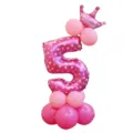 Ballon aluminium chiffre 5 rose avec couronne et kit de colonne de ballons pour fête d'anniversaire. - Colonne chiffre 5 rose imprimé 32 pouces