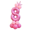 Kit de colonne ballon aluminium chiffre 8 rose avec couronne pour fete d anniversaire enfant. - Colonne chiffre 8 rose imprimé 32 pouces