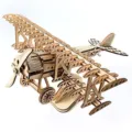 Wooden 3D airplane puzzle DIY educational toy creative wooden model ornament for kids - Retro Biplane