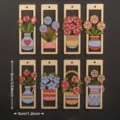 Marque-page fleur en bois vase creux décoration suspendue artisanat bricolage ensemble 8pcs - 8 Pièces/Paquet