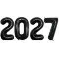 Detailaufnahme der schwarzen 2027 Zahlen Folienballons, ideal für Silvester Party Dekoration. - Schwarz 2027 / 16 Zoll