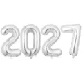 Silberne Zahlen Folienballons 2027 Detailansicht, ideal für Neujahrsfeier Party Dekoration. - Silber 2027 / 16 Zoll