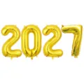 Detailaufnahme von goldenen Nummer 2027 Folienballons, ideal für Neujahrsparty und Dekoration. - Gold 2027 / 16 Zoll