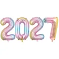 Detailansicht der bunten 2027 Zahlenfolienballons mit Farbverlauf für tolle Partydekorationen. - Verlauf 2027 / 16 Zoll