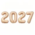 Nahaufnahme von eleganten champagner-goldenen 2027 Folienballons für Partydekoration. - Karamell 2027 / 32 Zoll