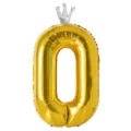 Ballon aluminium chiffre 0 doré avec couronne, 40 pouces pour décoration de fête d'anniversaire. - Nombre 0 (Couronne Jointe) / 40 Pouces / Or