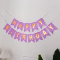 Bannière d'anniversaire pailletée violette décoration suspendue de fête pour célébration - Banderoles d'anniversaire violettes en anglais