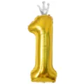 Ballon en aluminium doré chiffre 1 de 40 pouces avec couronne argentée pour fête d'anniversaire. - Nombre 1 (Couronne Jointe) / 40 Pouces / Or