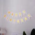 Banderole en papier joyeux anniversaire dorée guirlande fête décoration à suspendre - Banderole Happy Birthday blanche