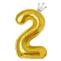 Ballon aluminium chiffre 2 doré avec couronne argentée pour décoration de fête d'anniversaire. - Nombre 2 (Couronne Jointe) / 40 Pouces / Or