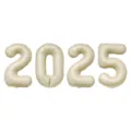 2025 Ballons Aluminium Chiffres Blanc Crème Décoration Fête Nouvel An Set Accessoire - Ballons Numériques 2025 / 32 pouces / Crème