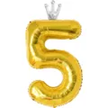 Ballon chiffre 5 en feuille d'or avec couronne pour belle fete decoration anniversaire - Nombre 5 (Couronne Jointe) / 40 Pouces / Or
