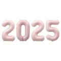 Lot de ballons aluminium chiffre 2025 rose pour decoration de fete du nouvel an et eveil. - Rose Clair