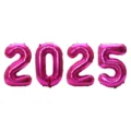 Ballons aluminium chiffres 2025 rose pour decoration de fete du Nouvel An et evenements - Rose rouge