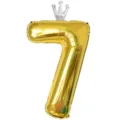 Grand ballon aluminium chiffre 7 doré 40 pouces avec couronne pour décoration fête anniversaire. - Nombre 7 (Couronne Jointe) / 40 Pouces / Or
