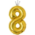 Ballon aluminium chiffre 8 doré 40 pouces avec couronne argentée pour fête d'anniversaire. - Nombre 8 (Couronne Jointe) / 40 Pouces / Or