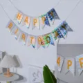 Bannière d'anniversaire en papier holographique lettres dorées guirlande fête décoration - Banderole argentée avec dorure à l'anglaise