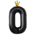 Ballon en aluminium chiffre 0 noir 40 pouces avec couronne doree pour decoration de fete d anniversaire. - Nombre 0 (Couronne Jointe) / 40 Pouces / Noir