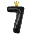 Ballon en aluminium chiffre 7 noir avec couronne doree pour decoration de fete party - Nombre 7 (Couronne Jointe) / 40 Pouces / Noir