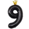 ballon aluminium chiffre 9 noir de 40 pouces avec couronne doree pour decoration de fete variante - Nombre 9 (Couronne Jointe) / 40 Pouces / Noir