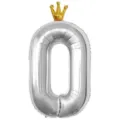 Ballon aluminium chiffre 0 couronne argentée, grand accessoire déco anniversaire 40 po. - Nombre 0 (Couronne Jointe) / 40 Pouces / Argent
