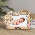 Marco de fotos anuncio nacimiento bebé madera recuerdo personalizado grabado decoración de mesa - Estilo B