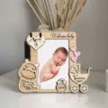 Detalle de marco de fotos anuncio de bebé de madera, accesorio recuerdo personalizado recién - Estilo D