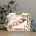 Hermoso marco de fotos de madera personalizado para recién nacidos con datos de nacimiento. - Estilo C