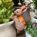 Cute resin rabbit flower pot hanger, hanging animal figurine for garden and home decor. - Rabbit with Raised Leg