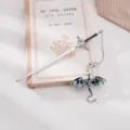 Metal sword bookmark with intricate blue dragon pendant, exquisite reading accessory gift. - Sky Blue
